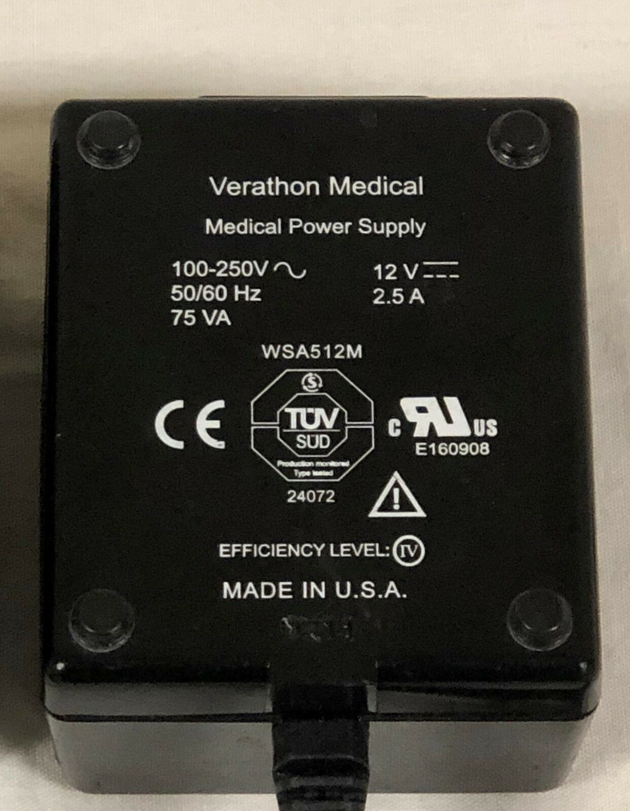 New Verathon 0400-0105 12V 2.5A Medical Power Supply for Cobalt AVL Glidescope Monitor